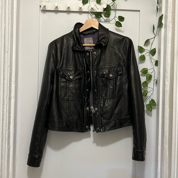 Sz S Free People Emma Shrunken Vegan Moto Jacket | Motorcycle Jacket - Picture 8 of 13